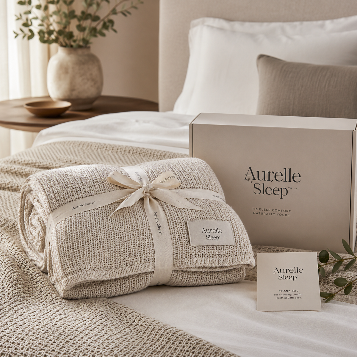 Aurelle Sleep™ Textured Knit Throw Blanket