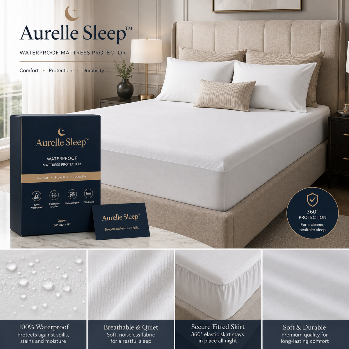 Aurelle Sleep™ Waterproof Mattress Protector