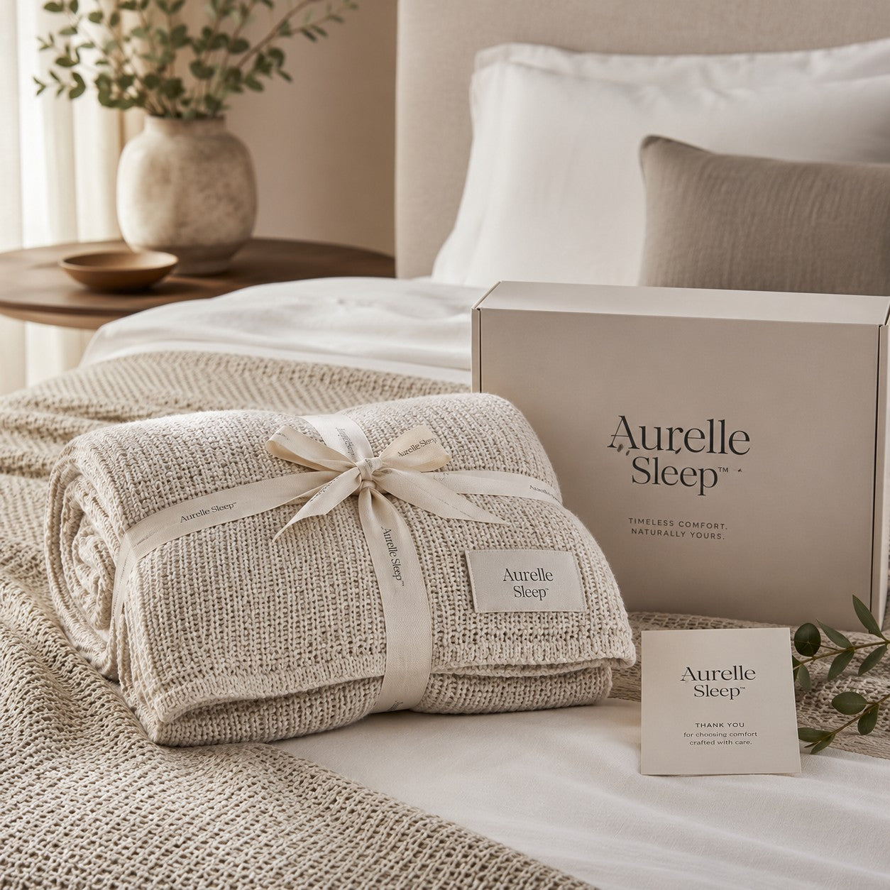 Aurelle Sleep™ Textured Knit Throw Blanket